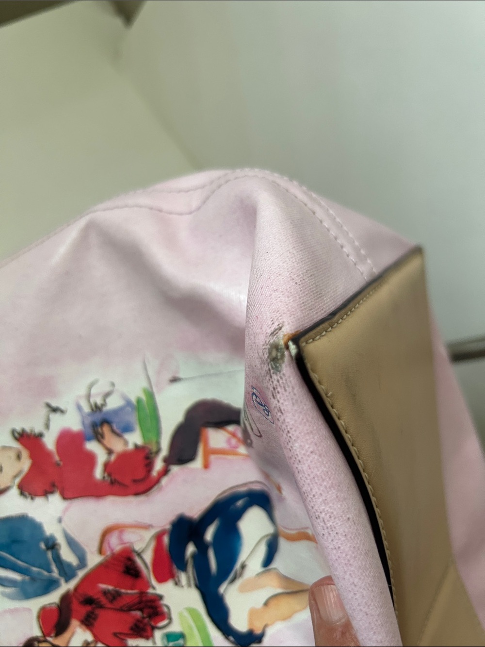 kate spade Ooh La La Pink Leather Illustrated Tote Bag Boho Rare Only $100!!! - Picture 9 of 16